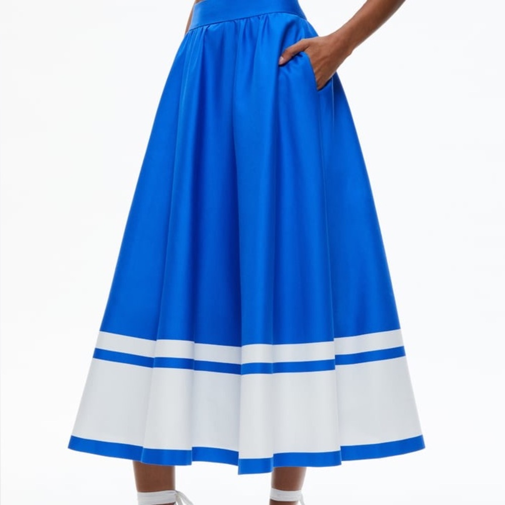 Alice + Olivia Blue and White A-Line Skirt